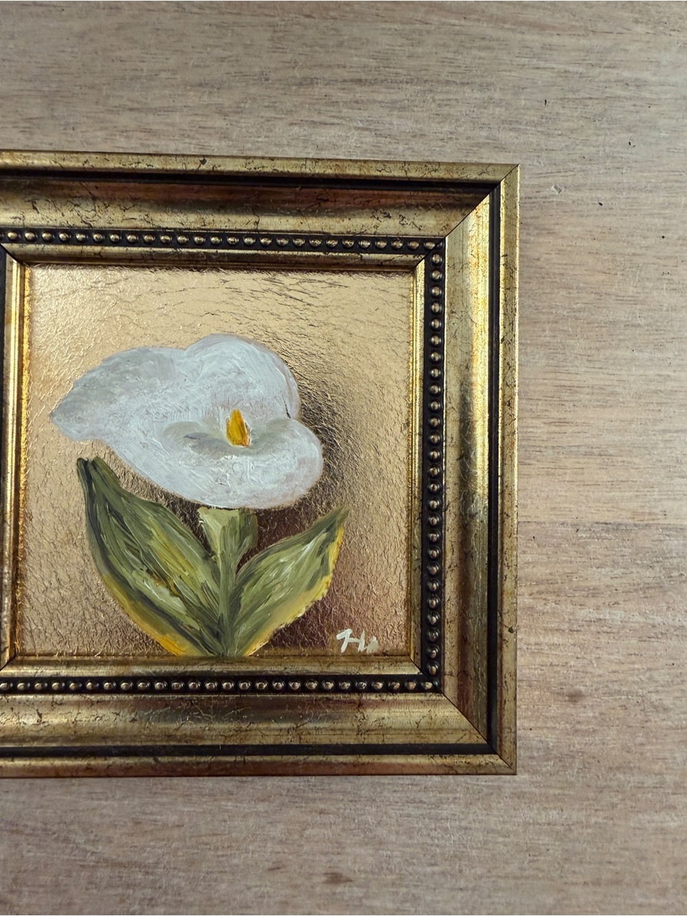 Unbranded White Calla Lily Canvas Art with Gold Frame Accent